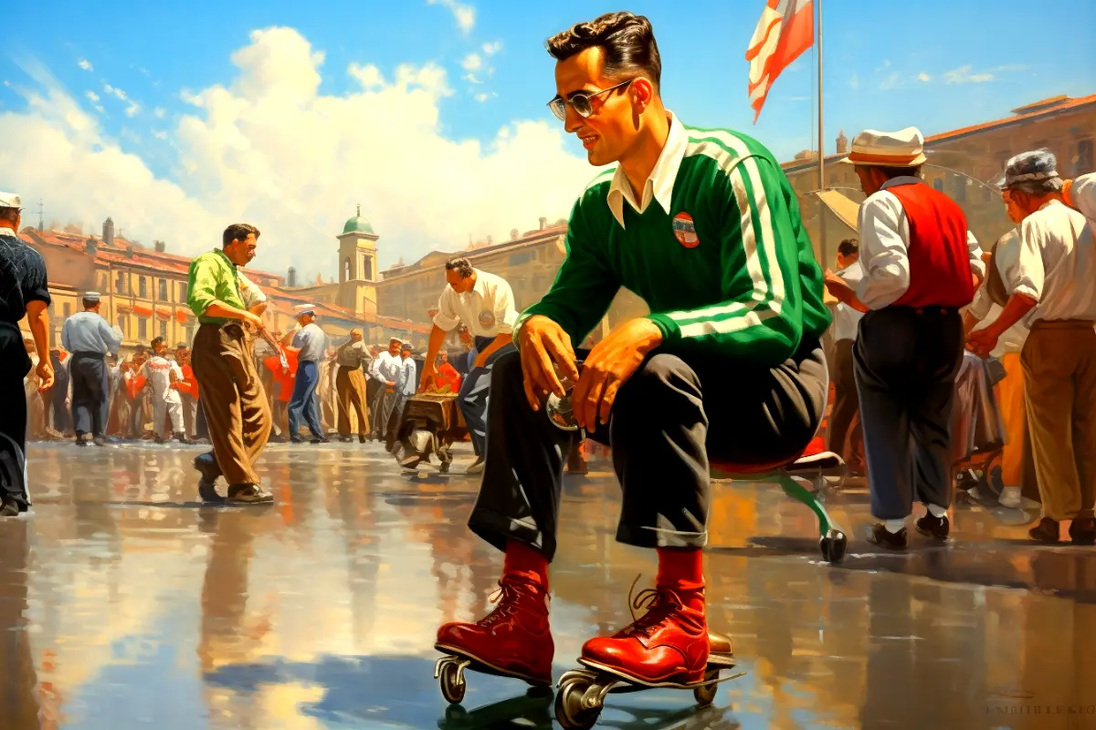 Alberto giolani roller skates 23 miles in 1 hour.