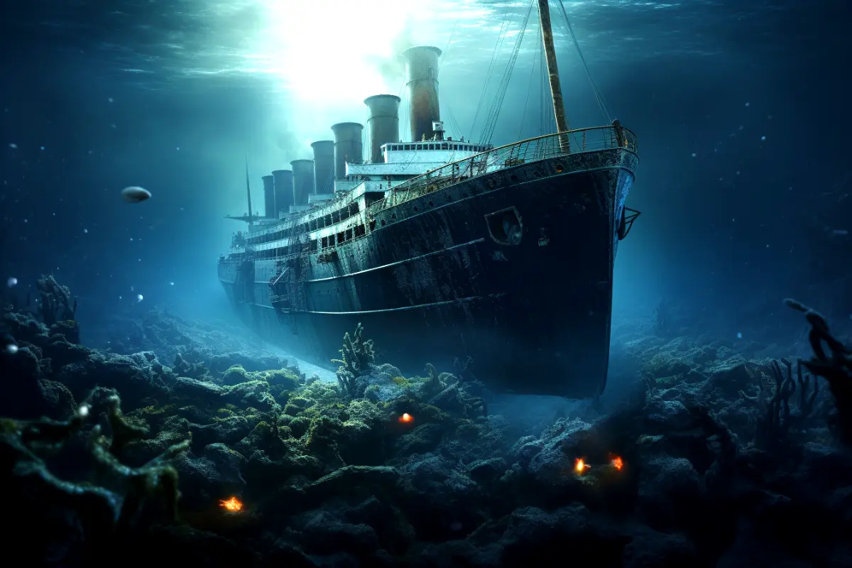 Tourists submarine to titanic wreckage.