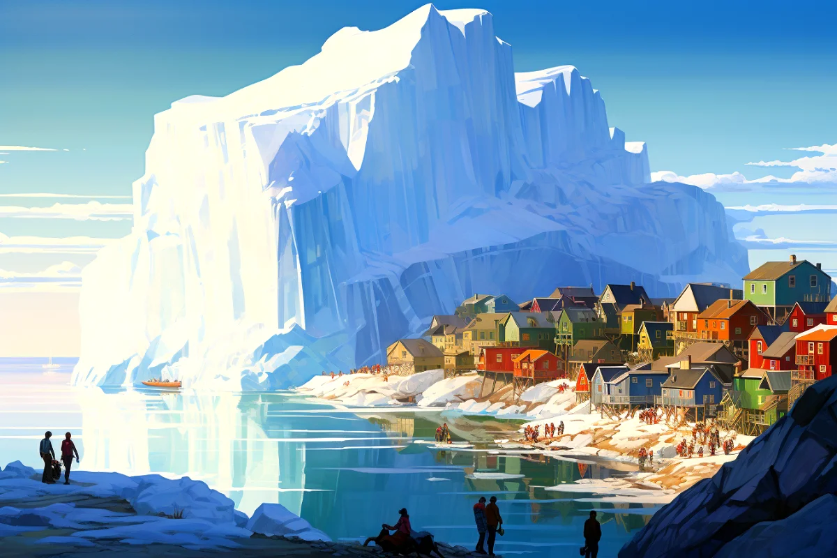 Huge iceberg over innaarsuit greenland prompts evacuations.