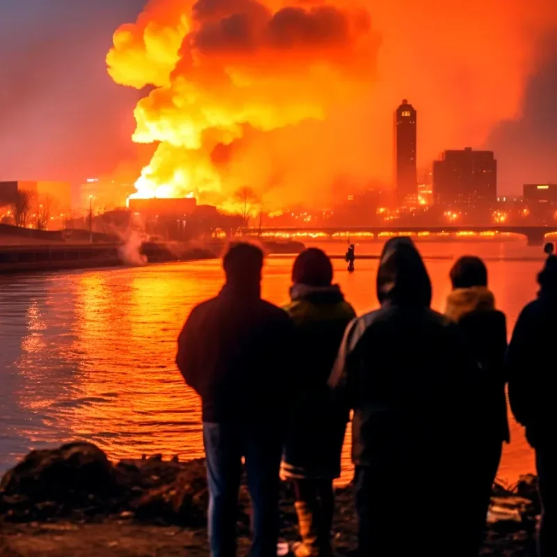 Clevelands cuyahoga river catches fire.