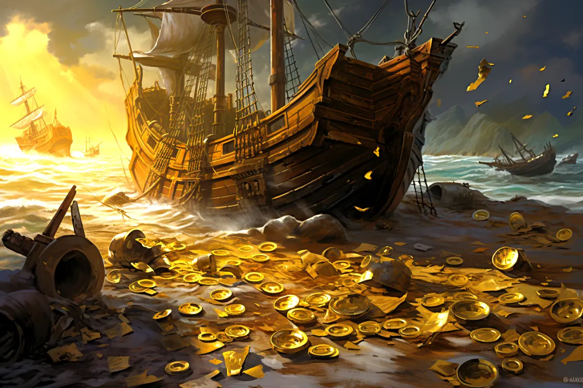 10 Spanish Treasure Galleons Sunk Off Florida By Hurricane.