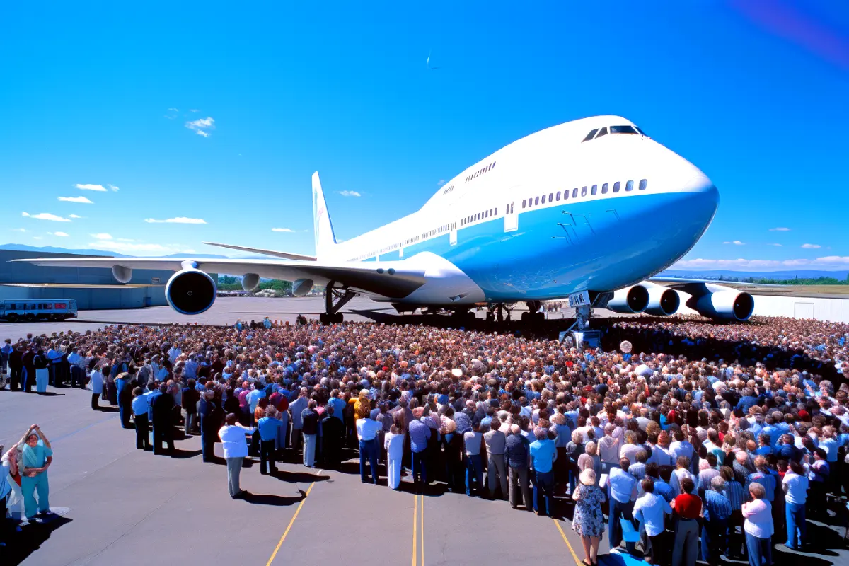 First boeing 747 jumbo jet.