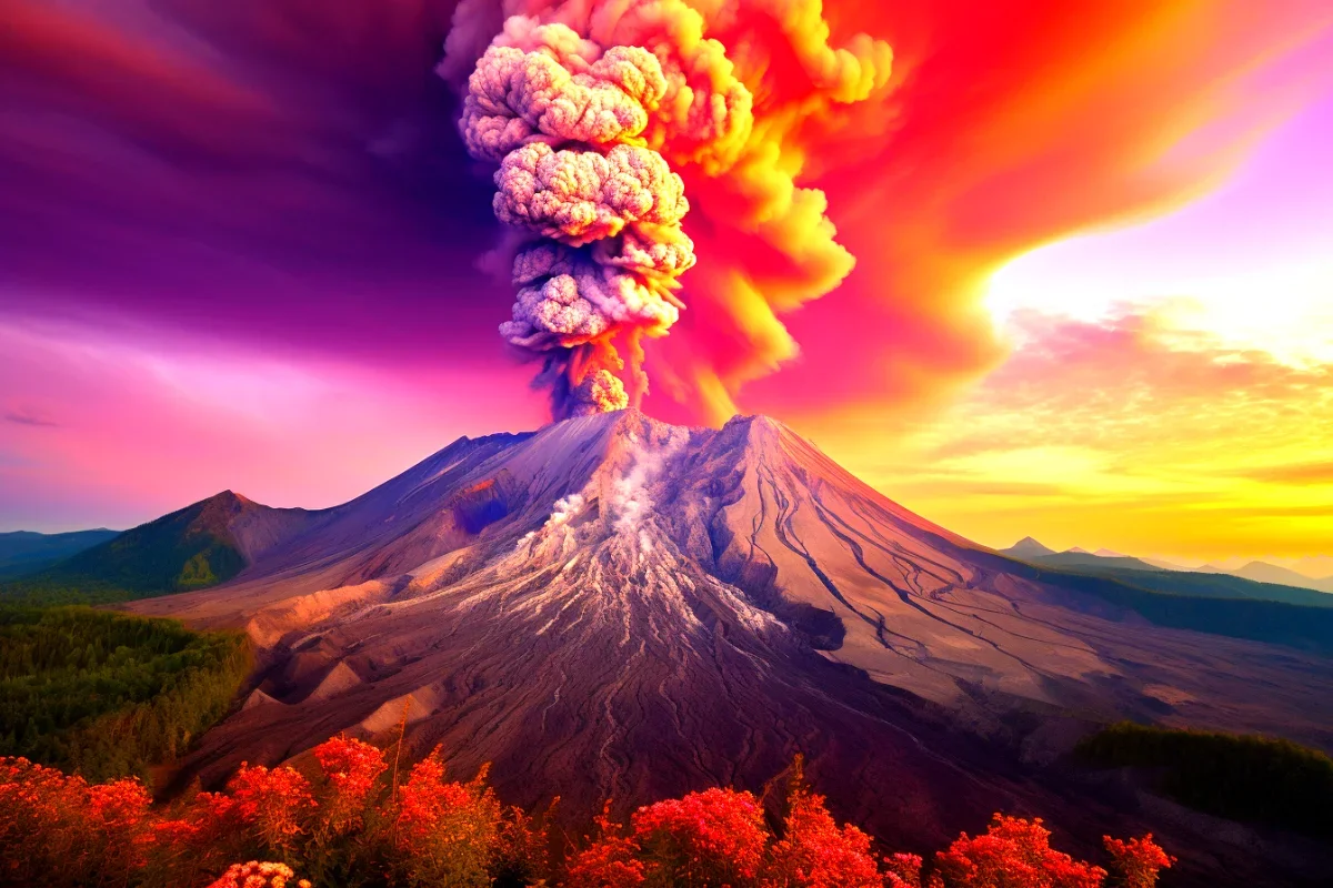 Mount st helens erupts in washington state.