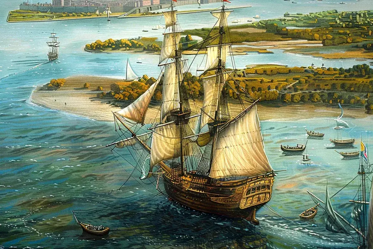 Verrazano Discovers Ny Harbor.