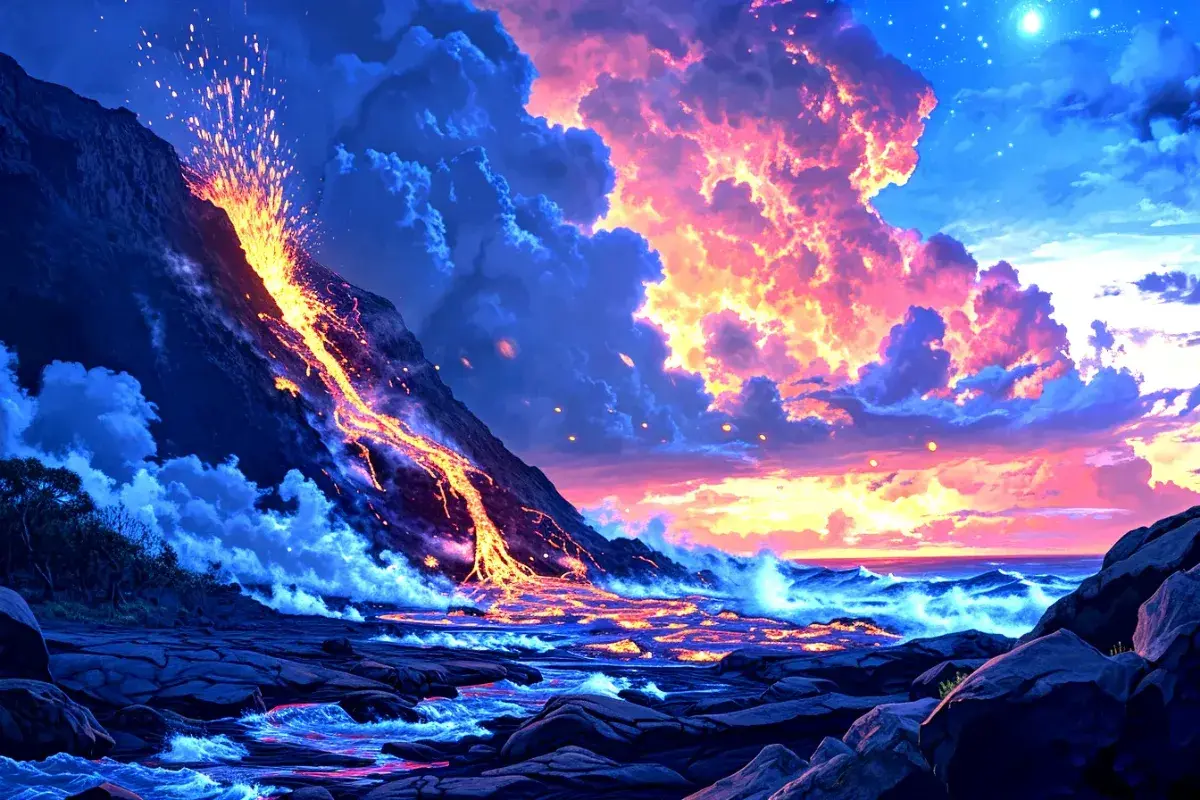 Hawaii Mauna Loa Volcano Eruption.