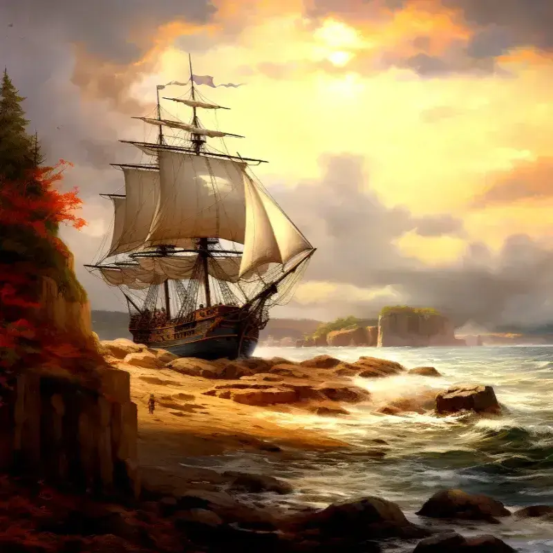 The Pilgrims' Historic Voyage to Plymouth Rock 
🪨✨🌊 