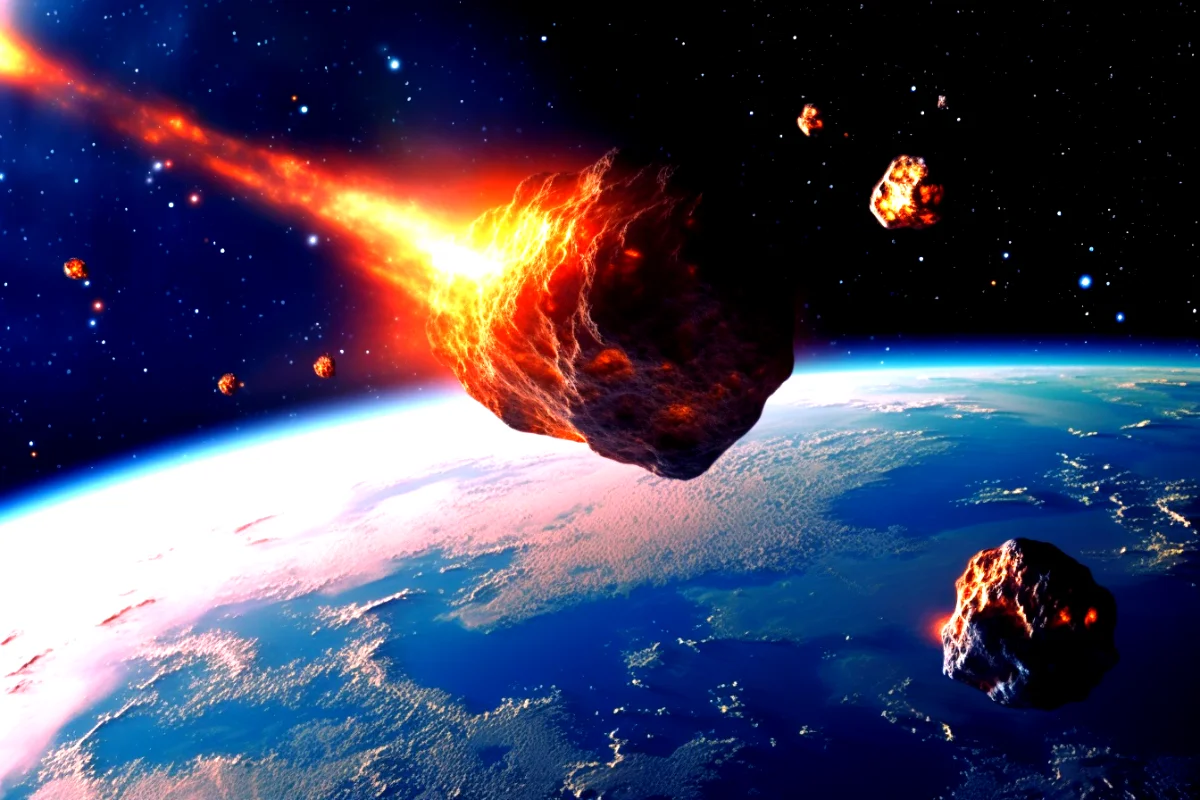 Large asteroid narrowly misses earth.
