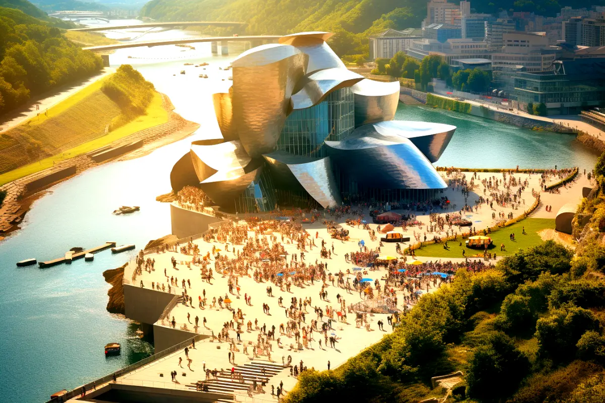 Guggenheim museum in bilbao spain opens.