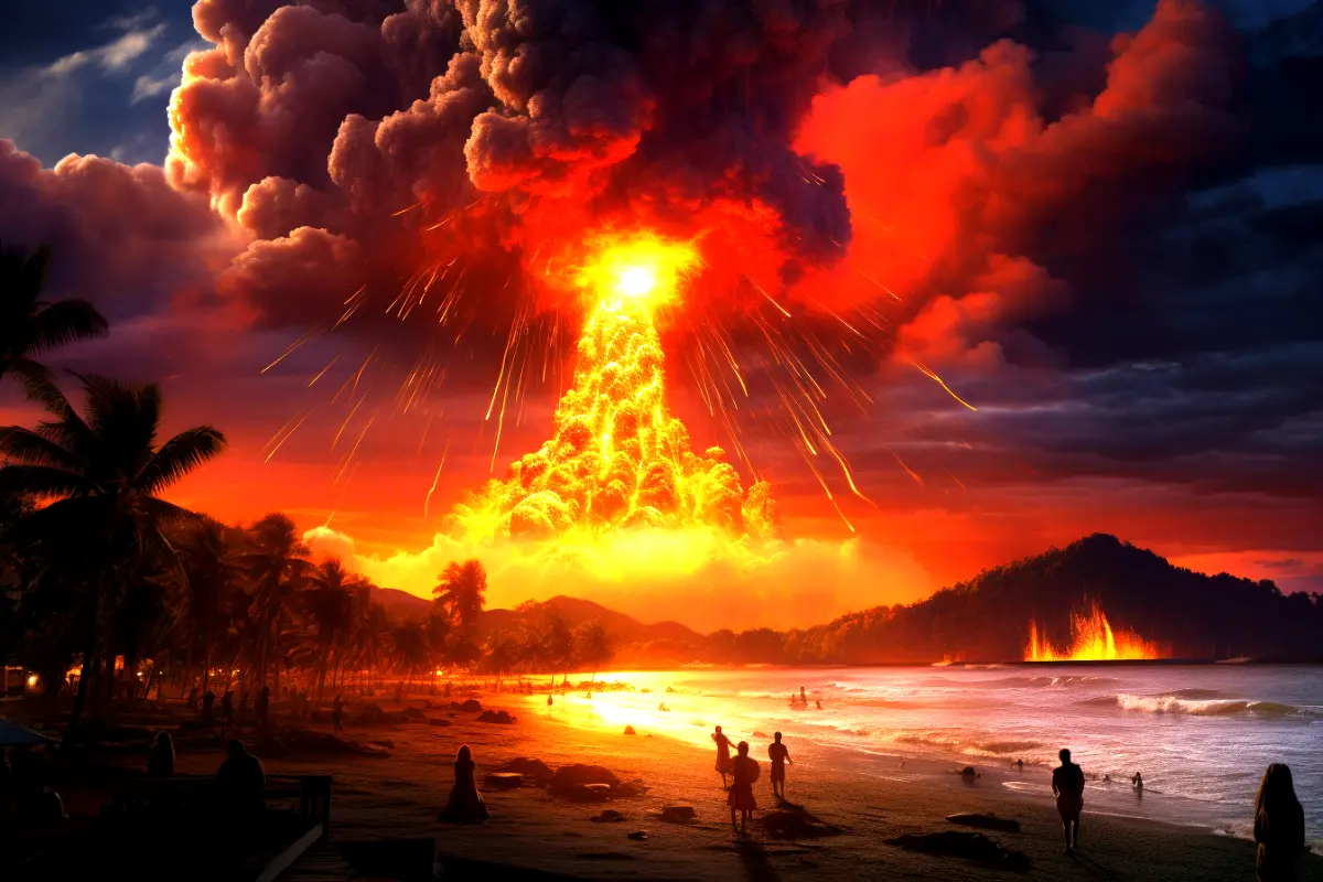 Krakatoa volcano erupts.