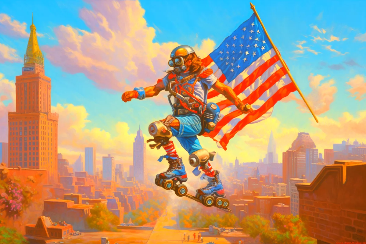Ted coombs roller skates from los angeles to new york city.