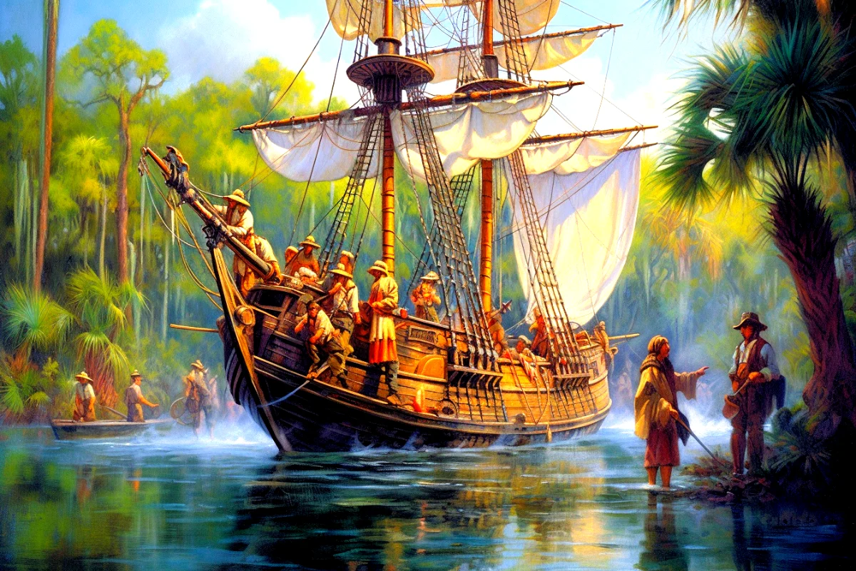Hernando de sotos 10 ships land in florida.