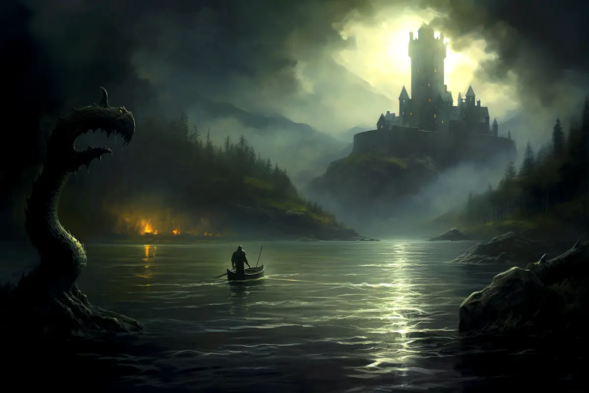 St columba sees monster in loch ness.