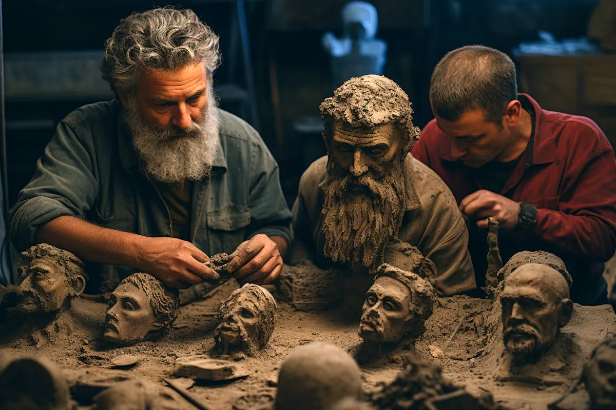 Roman bronze statues.